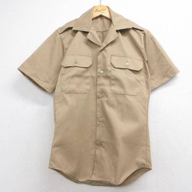 古着 半袖 ミリタリー シャツ メンズ 70年代 70s 開襟 オープンカラー