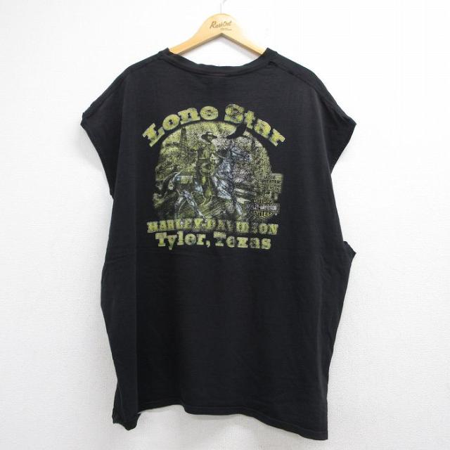 古着 ハーレーダビッドソン ノースリーブ Tシャツ メンズ ローンスター 胸ポケ