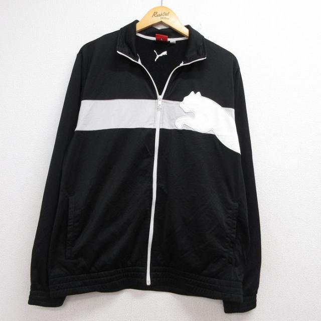 古着 プーマ puma 長袖 ジャージ メンズ ビッグロゴ ブラック 26jul