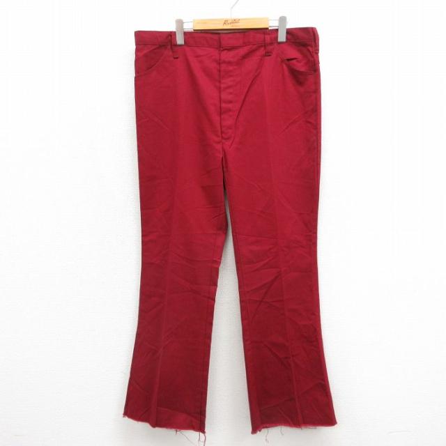 古着 ビンテージ パンツ メンズ 70年代 70s フレア バーガンディ 26j