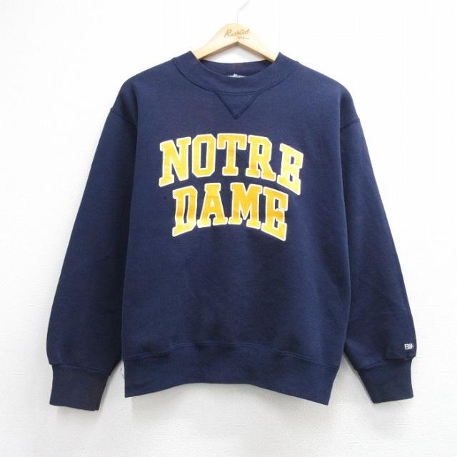 古着 長袖 スウェット メンズ NOTREDAM クルーネック ネイビー 26a