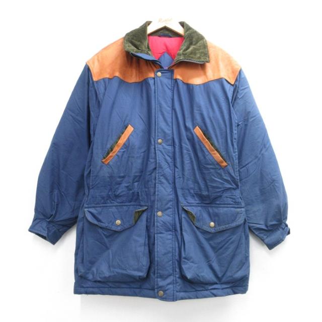 GANT 長袖ジャケット レザー使用ダウン ネイビー XL | 古着 26aug