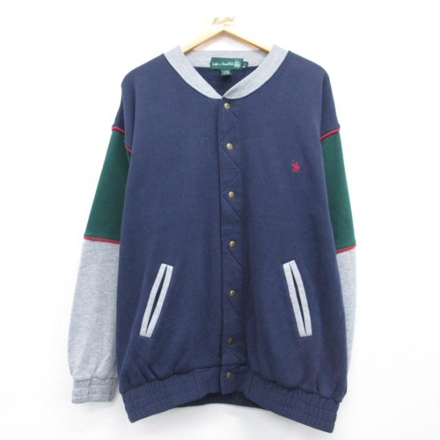 90s 長袖ジャケット ツートンカラー ネイビー XL | 古着 26aug26
