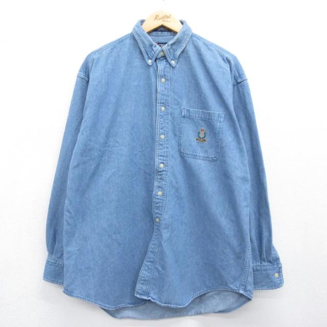 ラルフローレン 90s 長袖シャツ ワンポケット ネイビー XL | 古着 26