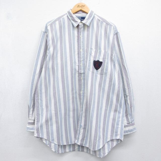 ラルフローレン 90s 長袖シャツ ブルーストライプ XL | 古着 26aug