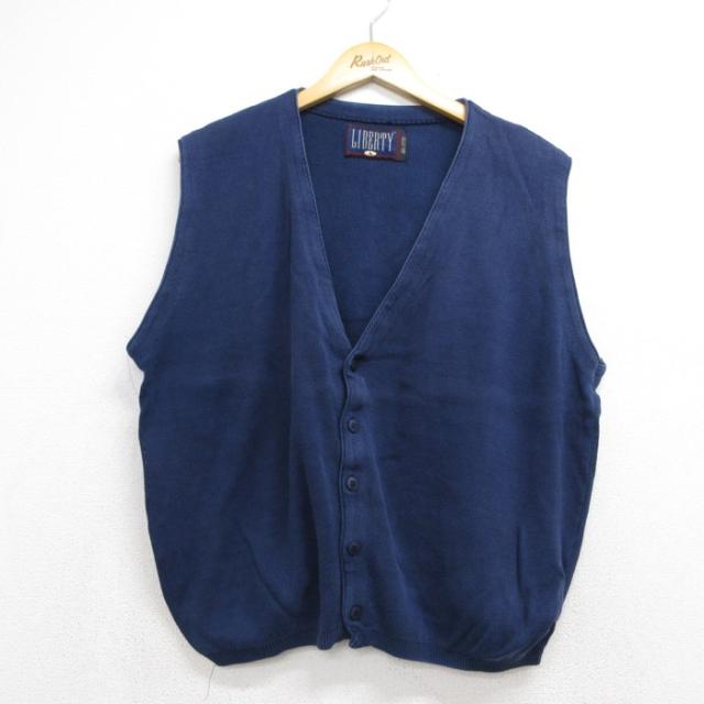 リバティ 90s ニットベスト ネイビー L | 古着 26aug26 中古