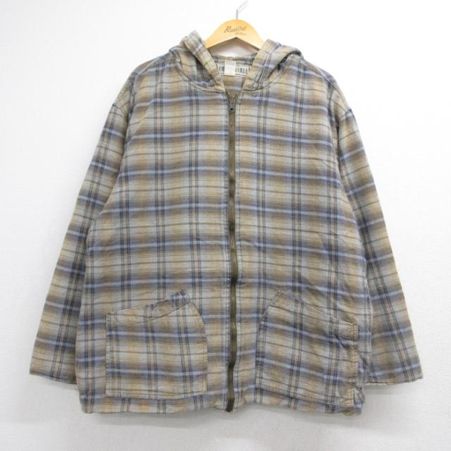 エアロポステール 90s 長袖パーカー ブラウンチェック XL | 古着 26a
