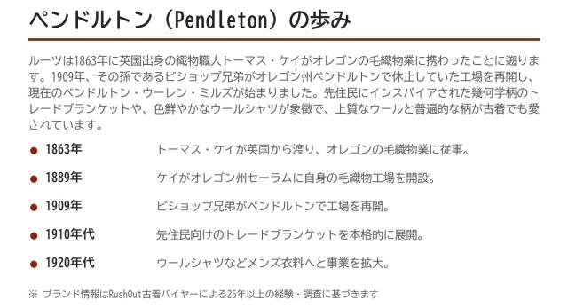 Pendletonの歩み