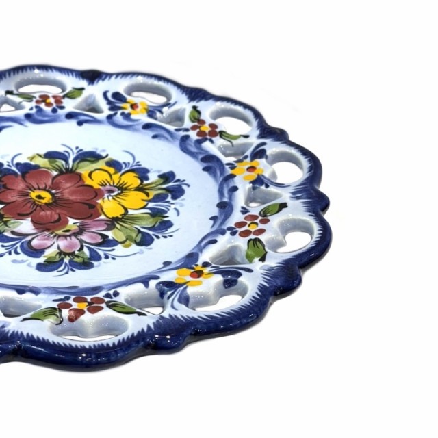 絵皿 ポルトガル 手描き PAIREAL フェアリアル 花柄 ブルー 直径約20cm 