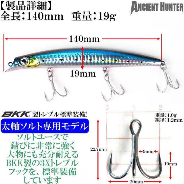 ジギンガーZ AncientHunter リップルTF 140 フローティングミノー