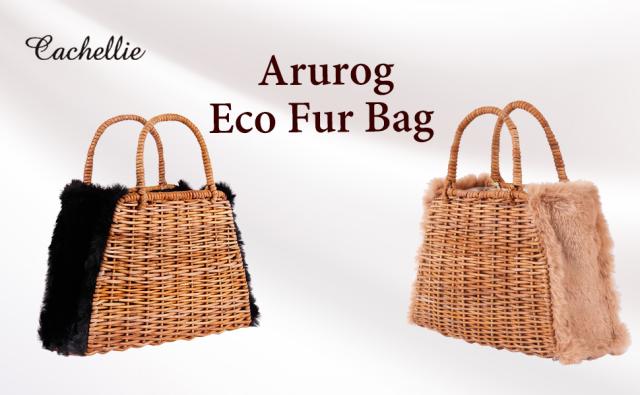 ファー かごバッグ ナチュラル カゴバッグ かご バッグ 鞄 エコファー フェイクファー 裏地付き バスケット 《レビュー記入で送料無料》 レディース 秋 冬 天然 アラログ 異素材 おしゃれ : Cachellie カシェリエ 54-6524　54-6523