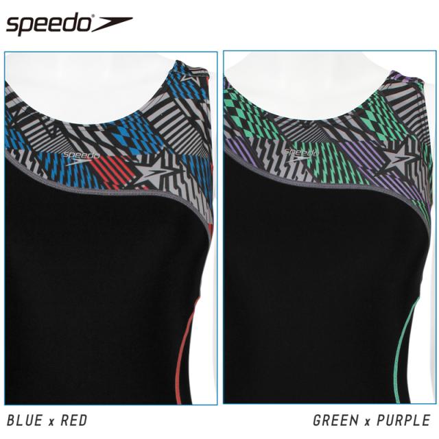 speedo スピード オールインワン フィットネス 水着 レディース ノースリーブ レーサーバック 上下一体型 《レビュー記入で送料無料》 水泳 競泳 プール ママ ミセス シンプル M L LL O 送料無料 SFW12403 ルースンアップニースキン Asymmetry Loosen Up Kneeskin