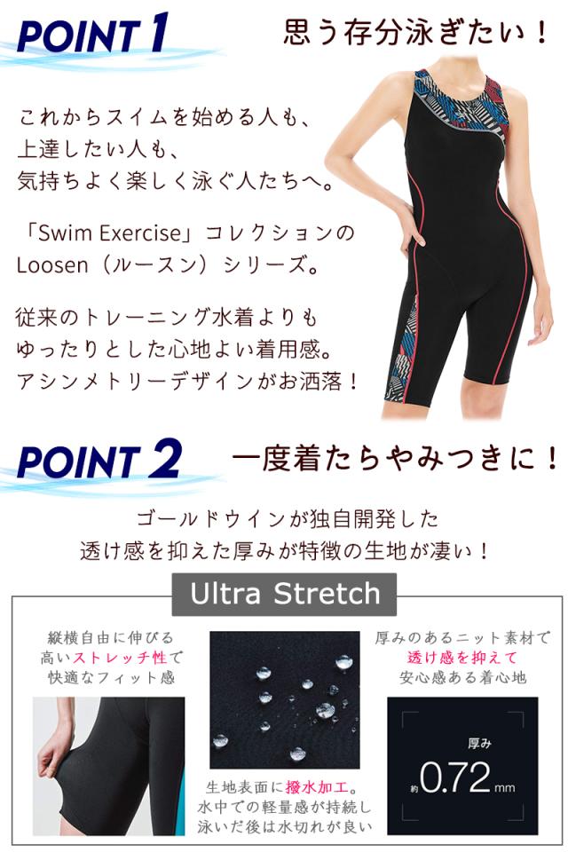 speedo スピード オールインワン フィットネス 水着 レディース ノースリーブ レーサーバック 上下一体型 《レビュー記入で送料無料》 水泳 競泳 プール ママ ミセス シンプル M L LL O 送料無料 SFW12403 ルースンアップニースキン Asymmetry Loosen Up Kneeskin