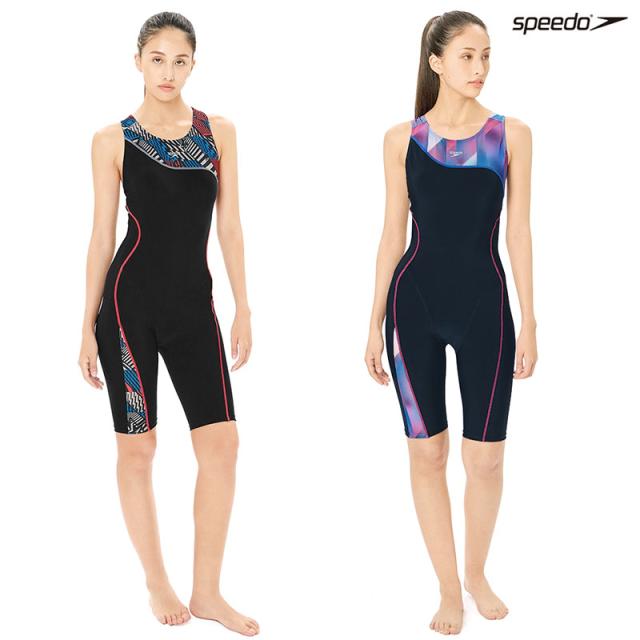 speedo スピード オールインワン フィットネス 水着 レディース ノースリーブ レーサーバック 上下一体型 《レビュー記入で送料無料》 水泳 競泳 プール ママ ミセス シンプル M L LL O 送料無料 SFW12403 ルースンアップニースキン Asymmetry Loosen Up Kneeskin