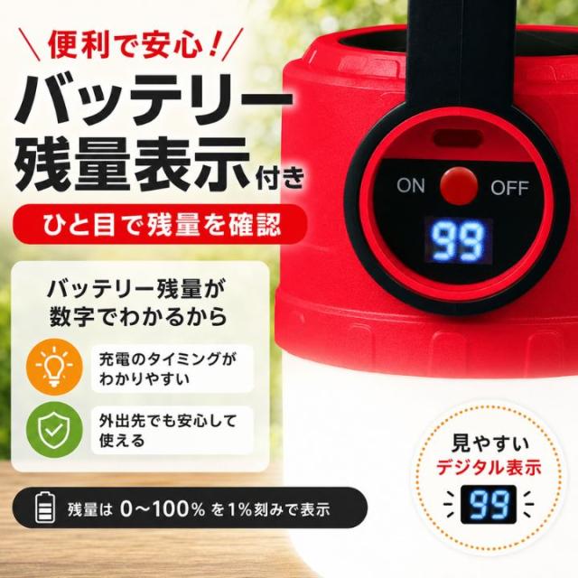 0から100パーセントまで1パーセント刻みで確認できるデジタルバッテリー残量表示