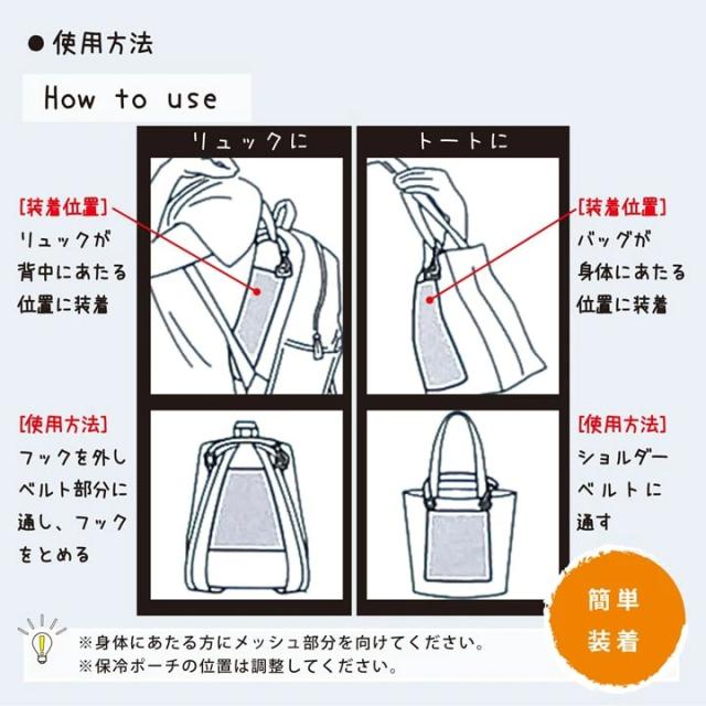 装着方法ガイド付き保冷ポーチ