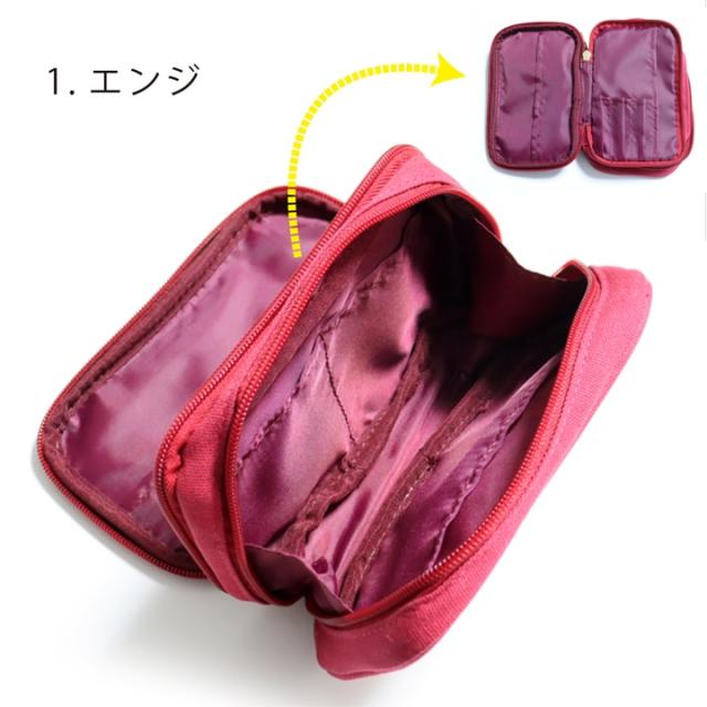 スクエアダブルポーチ 化粧ポーチ マルチ 小物入れ コスメ 収納 ポーチ 旅行 おすすめ 人気  あっぷる本舗