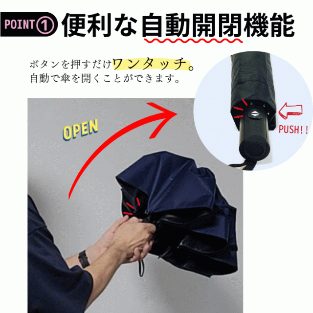 折りたたみ傘 オートマチックUVカット傘 全自動開閉傘 コンパクト 全天候対応 ブラックコーティング 紫外線カット 人気 送料無料 あっぷる本舗