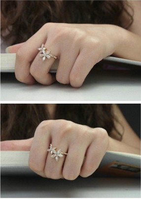 お花リング 指輪 水晶 天然石 K18ゴールド 18金 K18YG K18WG 花 フラワー メール便OK モモダイヤ