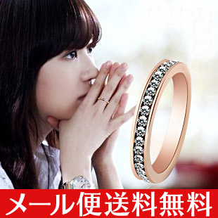 リング 指輪 スワロフスキー 水晶 天然石 K18 18金GP 18K メール便 モモダイヤ 3color【送料無料】