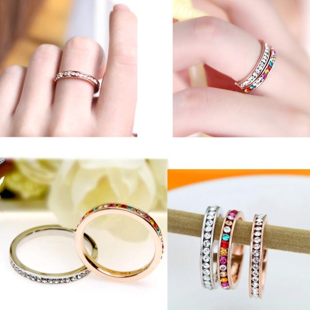 リング 指輪 スワロフスキー 水晶 天然石 K18 18金GP 18K メール便 モモダイヤ 3color【送料無料】