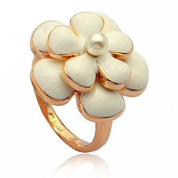 リング 真珠 パール K18ゴールド 18金 K18YG 花 フラワー メール便OK モモダイヤ