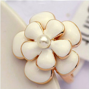 リング 真珠 パール K18ゴールド 18金 K18YG 花 フラワー メール便OK モモダイヤ