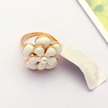 リング 真珠 パール K18ゴールド 18金 K18YG 花 フラワー メール便OK モモダイヤ