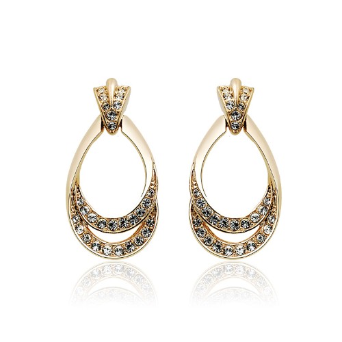 フープピアス 1ペア(2個) スワロフスキーエレメント K18ゴールド 18金 K18YG K18WG スワロ メール便OK モモダイヤ