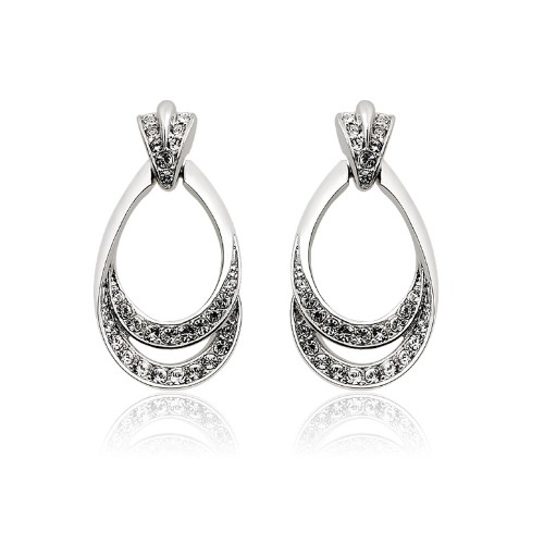 フープピアス 1ペア(2個) スワロフスキーエレメント K18ゴールド 18金 K18YG K18WG スワロ メール便OK モモダイヤ