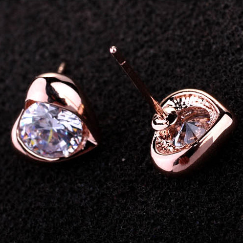 ピアス 1ペア(2個) スワロフスキー 水晶 ハート K18ゴールド 18金 K18YG K18WG メール便OK モモダイヤ