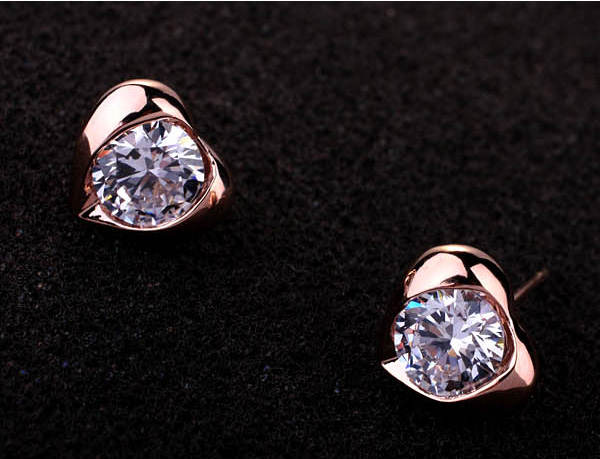 ピアス 1ペア(2個) スワロフスキー 水晶 ハート K18ゴールド 18金 K18YG K18WG メール便OK モモダイヤ