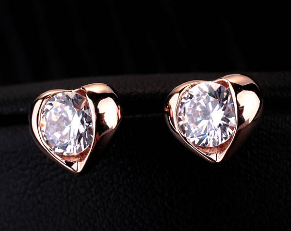 ピアス 1ペア(2個) スワロフスキー 水晶 ハート K18ゴールド 18金 K18YG K18WG メール便OK モモダイヤ