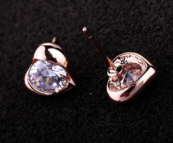 ピアス 1ペア(2個) スワロフスキー 水晶 ハート K18ゴールド 18金 K18YG K18WG メール便OK モモダイヤ