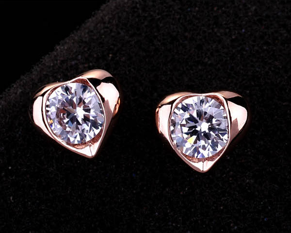 ピアス 1ペア(2個) スワロフスキー 水晶 ハート K18ゴールド 18金 K18YG K18WG メール便OK モモダイヤ