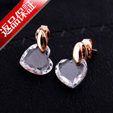 ピアス 1ペア(2個) スワロフスキー 水晶 ハート K18ゴールド 18金 K18YG K18WG メール便OK モモダイヤ