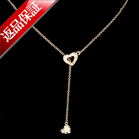 スワロフスキー エレメント ハート ネックレス ペンダント K18ゴールド 18金 K18YG レディース メール便OK モモダイヤ