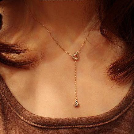 スワロフスキー エレメント ハート ネックレス ペンダント K18ゴールド 18金 K18YG レディース メール便OK モモダイヤ