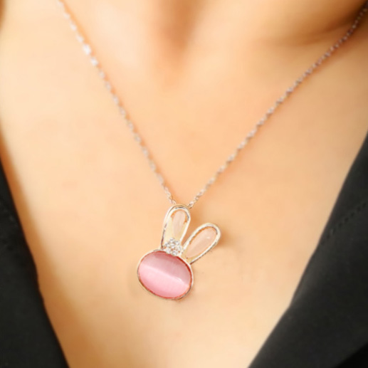 ラビット ネックレス キャッツアイ  K18ゴールド 18金 K18YG メール便OK モモダイヤ