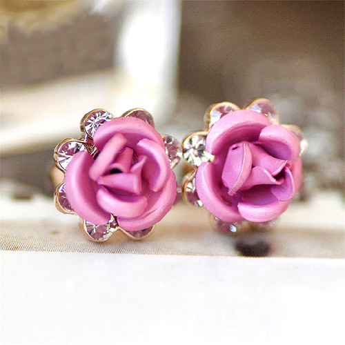ピアス レディース ローズ バラ 薔薇 薔薇の花 バラの花 1ペア(2個) スワロフスキーエレメント K18ゴールドメッキ 18金 K18YG K18WG スワロ ローズ 18k バラ 薔薇 メール便OK モモダイヤ