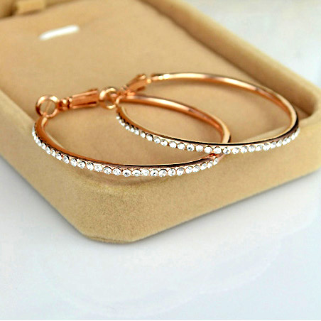 フープピアス 1ペア(2個) スワロフスキーエレメント K18ゴールド 18金 K18YG K18WG スワロ メール便OK モモダイヤ