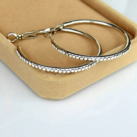 フープピアス 1ペア(2個) スワロフスキーエレメント K18ゴールド 18金 K18YG K18WG スワロ メール便OK モモダイヤ