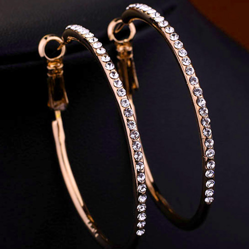 フープピアス 1ペア(2個) スワロフスキーエレメント K18ゴールド 18金 K18YG K18WG スワロ メール便OK モモダイヤ