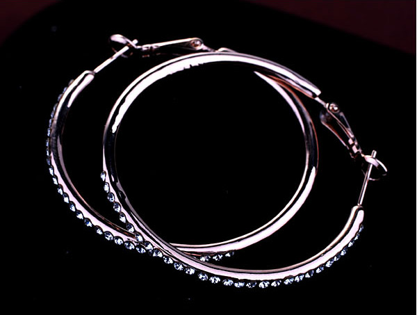 フープピアス 1ペア(2個) スワロフスキーエレメント K18ゴールド 18金 K18YG K18WG スワロ メール便OK モモダイヤ