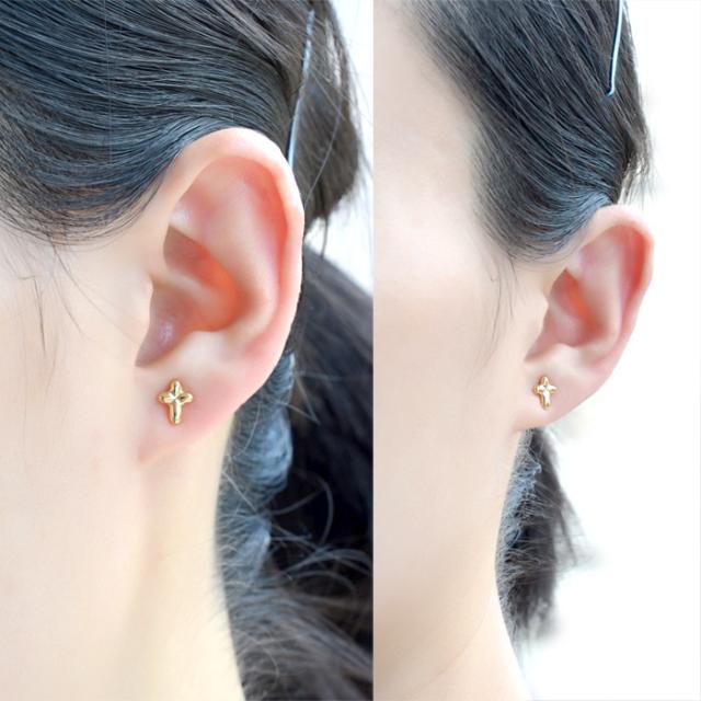ピアス クロス 十字架 ピアス 18金 