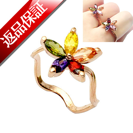 お花リング 指輪 水晶 天然石 K18ピンクゴールド仕上げ 18金 18K 花 フラワー スワロフスキー メール便OK モモダイヤ【送料無料】【半額以下】fs3gm【RCP】