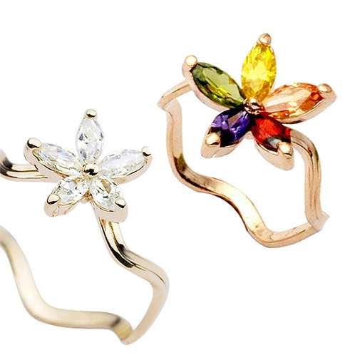 お花リング 指輪 水晶 天然石 K18ピンクゴールド仕上げ 18金 18K 花 フラワー スワロフスキー メール便OK モモダイヤ【送料無料】【半額以下】fs3gm【RCP】