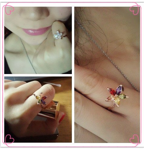 お花リング 指輪 水晶 天然石 K18ピンクゴールド仕上げ 18金 18K 花 フラワー スワロフスキー メール便OK モモダイヤ【送料無料】【半額以下】fs3gm【RCP】