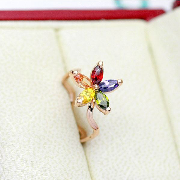 お花リング 指輪 水晶 天然石 K18ピンクゴールド仕上げ 18金 18K 花 フラワー スワロフスキー メール便OK モモダイヤ【送料無料】【半額以下】fs3gm【RCP】