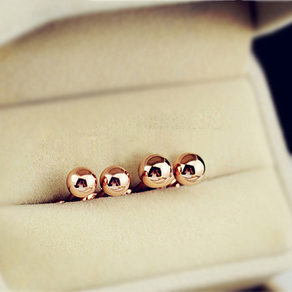 返品保証日本製 ピアス レディース 1ペア(2個) 丸玉 K18 18k 18金 K18PG 刻印有り ピンクゴールド メール便OK モモダイヤ